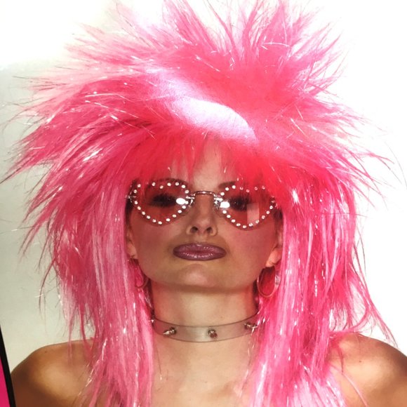 80’s Style Punk Hot Pink & Silver Spike Rock Star Wig NWT NOS